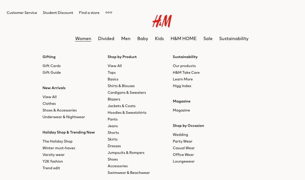 example of website front end