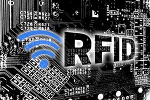 Computer circuit board with RFID label