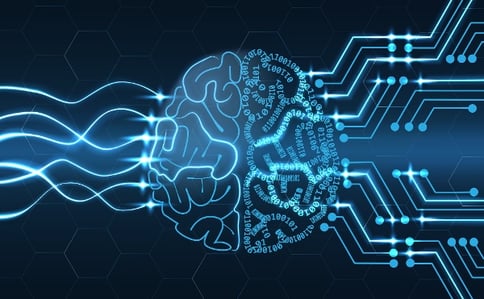 drawing of human brain analog in, digital out