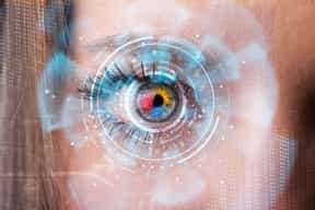 woman with cyber technology eye